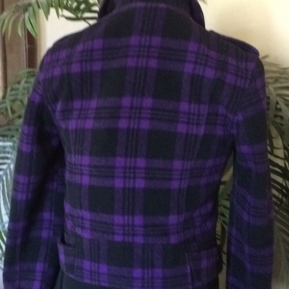 Jacket Sz SP Aeropostale purple/black plaid - Picture 5 of 7